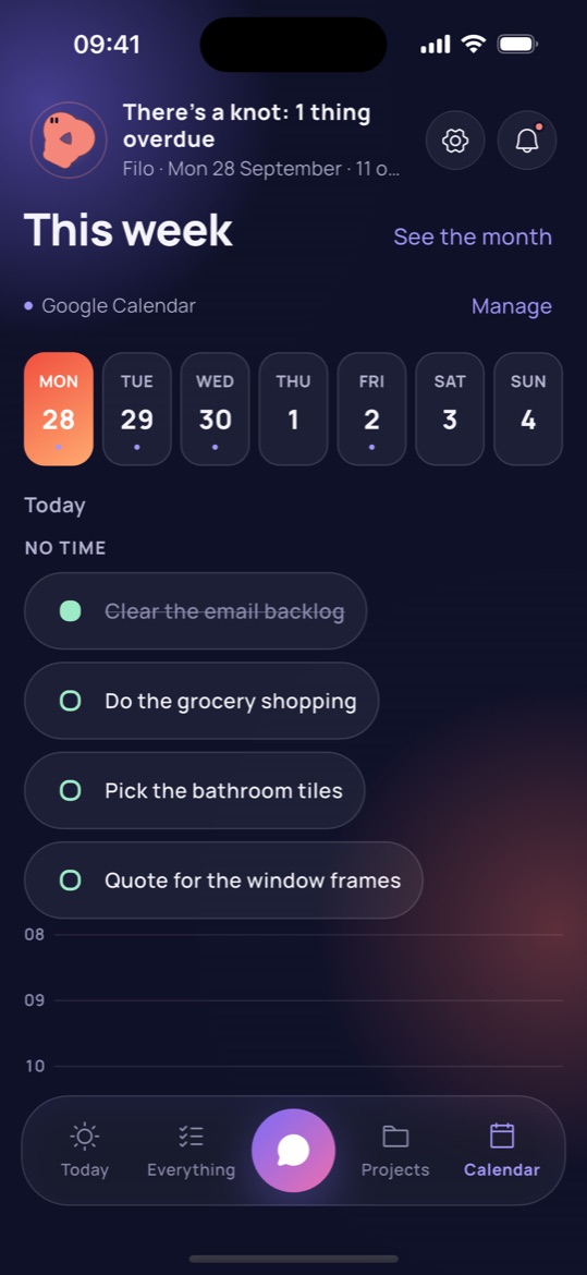 Calendar screen